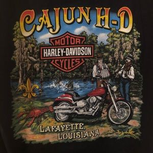 Harley Davidson Cajun Louisiana Graphic Tee Shirt